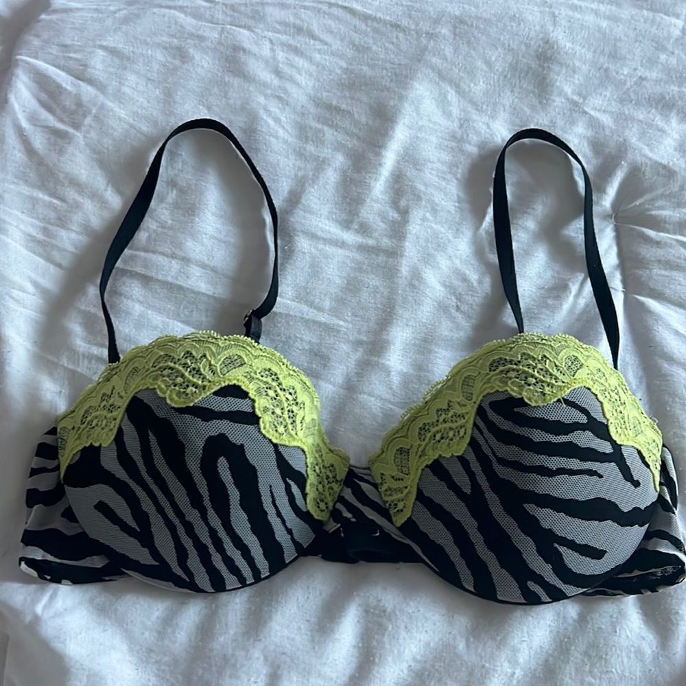 Express Zebra Print Bra with Neon Lace